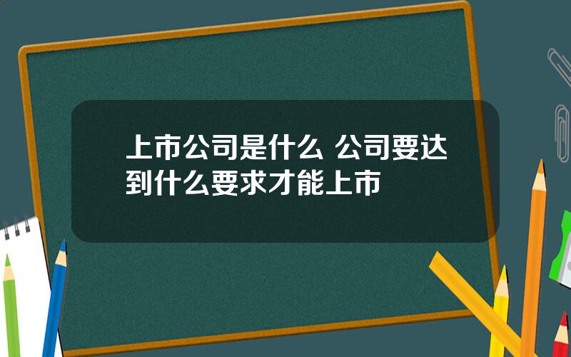 上市公司是什么 公司要达到什么要求才能上市